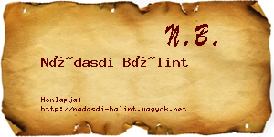 Nádasdi Bálint névjegykártya